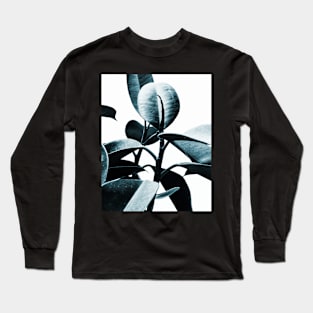 Plant, Dark blue, Leaf, Modern art, Wall art, Print, Minimalistic, Modern Long Sleeve T-Shirt